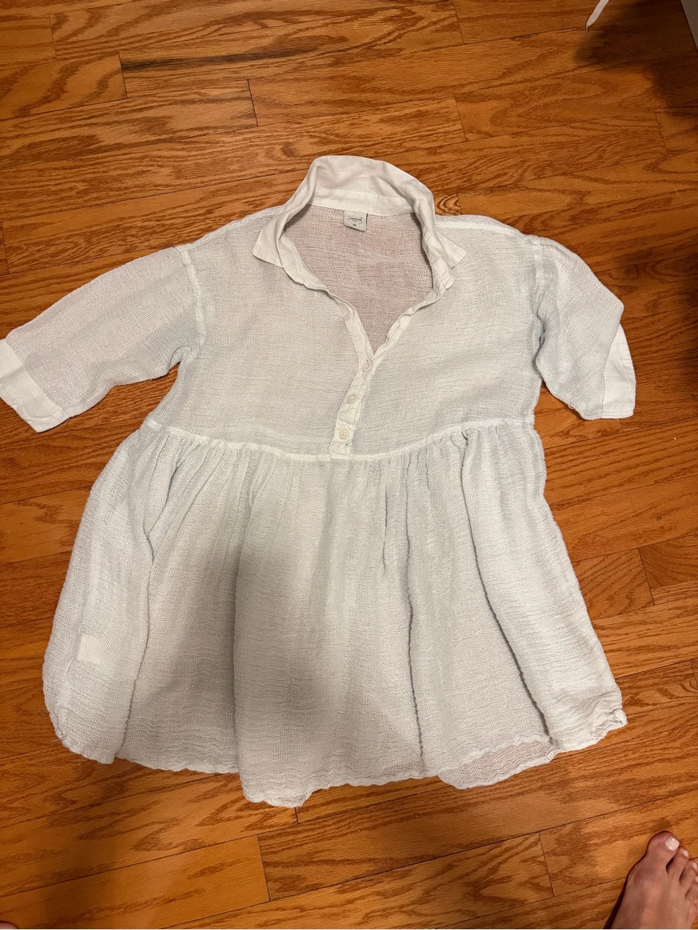 Light Blue Cotton Mini Dress with Button Front